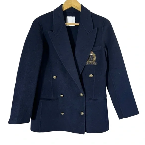 SANDRO PARIS Navie Double-Faced Chest Patch Wool Blazer - Picture 3 of 13